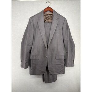 Perkins 2 Piece Suit Set Tailor Made Pants & Coat Blazer Custom Gray‎ Stripes